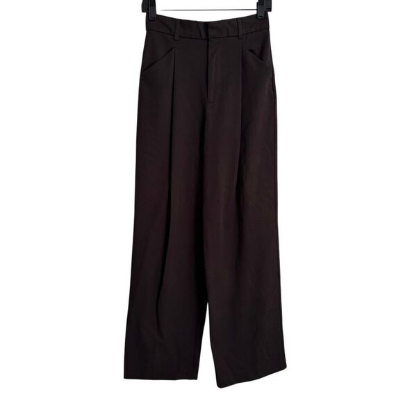 Zara Chocolate Brown Front Pleat Trousers XS Wide Leg - Picture 2 of 7